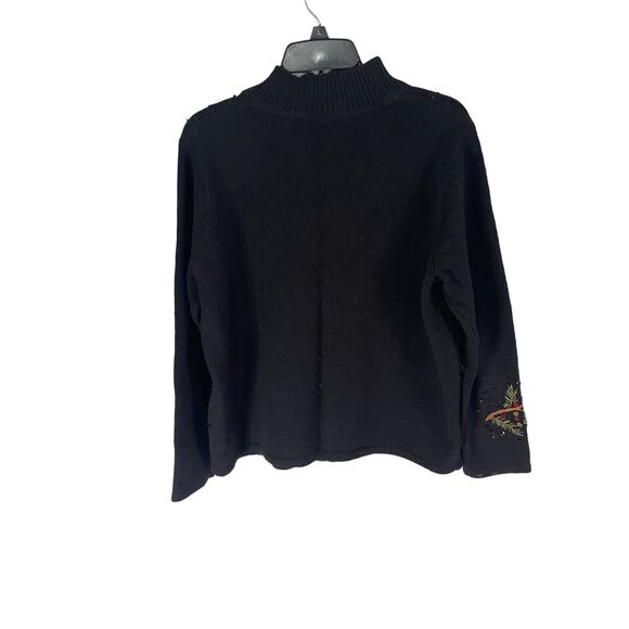 Tiara International Vintage‎ Sequin Red Robin Holiday Embroidered Sweater - Picture 3 of 8